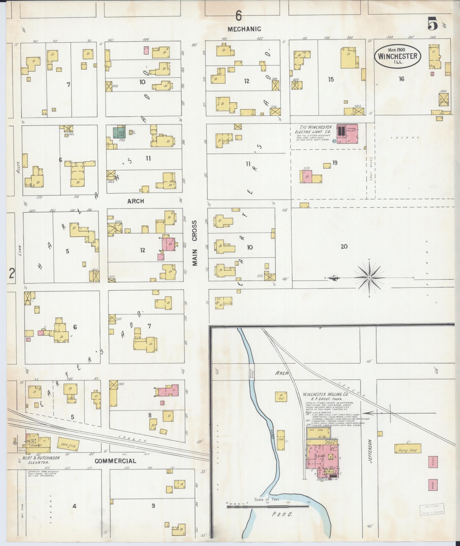 Sanborn Fire Insurance Map from Winchester, Scott County, Illinois (1900), Sheet #0005 - Historic Sanborn Fire Insurance Map Print, vintage old map wall art, antique decor, genealogy gift, Illinois Illinois map