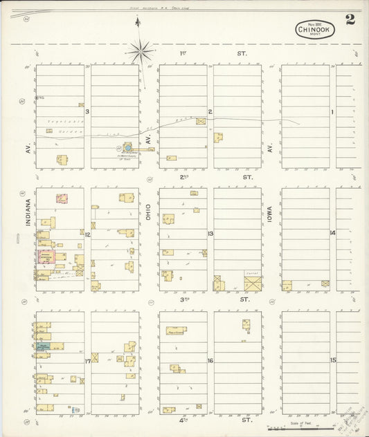 Sanborn Fire Insurance Map from Chinook, Blaine County, Montana (1892), Sheet #0002 - Historic Sanborn Fire Insurance Map Print, vintage old map wall art, antique decor, genealogy gift, Montana Montana map