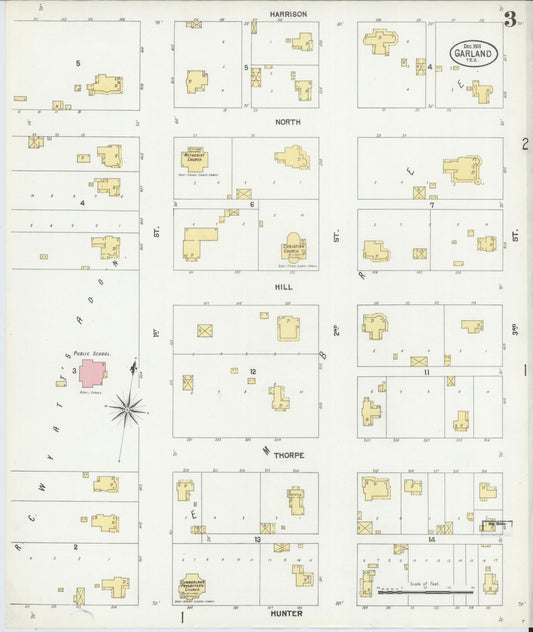 Sanborn Fire Insurance Map from Garland, Dallas County, Texas (1901), Sheet #0003 - Historic Sanborn Fire Insurance Map Print, vintage old map wall art, antique decor, genealogy gift, Texas Texas map