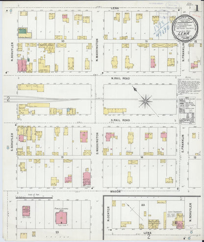 Sanborn Fire Insurance Map from Lena, Stephenson County, Illinois (1898), Sheet #0001 - Historic Sanborn Fire Insurance Map Print, vintage old map wall art, antique decor, genealogy gift, Illinois Illinois map