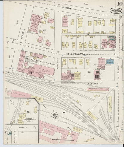 Sanborn Fire Insurance Map from Akron, Summit County, Ohio (1886), Sheet #0010 - Complete Map Set gallery image, historic Sanborn map, vintage wall art, Ohio Ohio