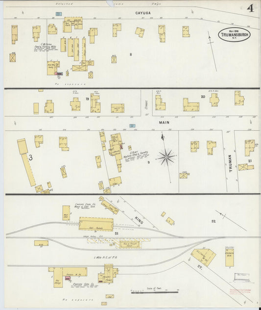 Sanborn Fire Insurance Map from Trumansburg, Tompkins County, New York (1898), Sheet #0004 - Historic Sanborn Fire Insurance Map Print, vintage old map wall art, antique decor, genealogy gift, New York New York map