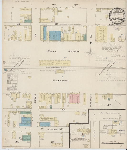 Sanborn Fire Insurance Map from Flatonia, Fayette County, Texas (1885), Sheet #0001 - Historic Sanborn Fire Insurance Map Print, vintage old map wall art, antique decor, genealogy gift, Texas Texas map