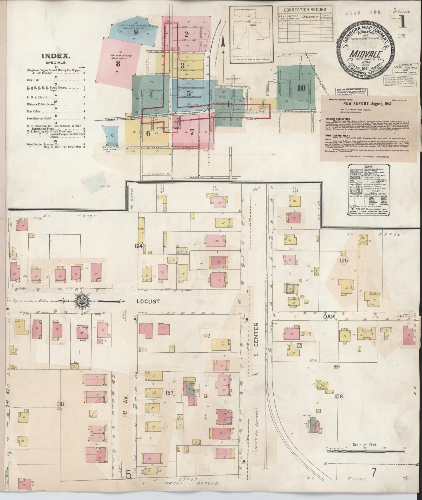 Sanborn Fire Insurance Map from Midvale, Salt Lake County, Utah. (1942) – Historic Sanborn Fire Insurance Map Print