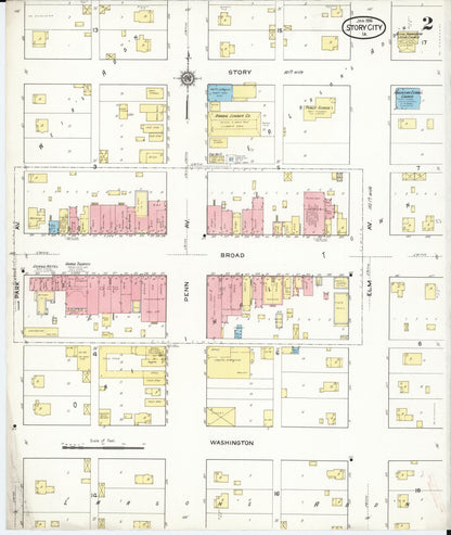 Sanborn Fire Insurance Map from Story City, Story County, Iowa (1916), Sheet #0002 - Historic Sanborn Fire Insurance Map Print, vintage old map wall art