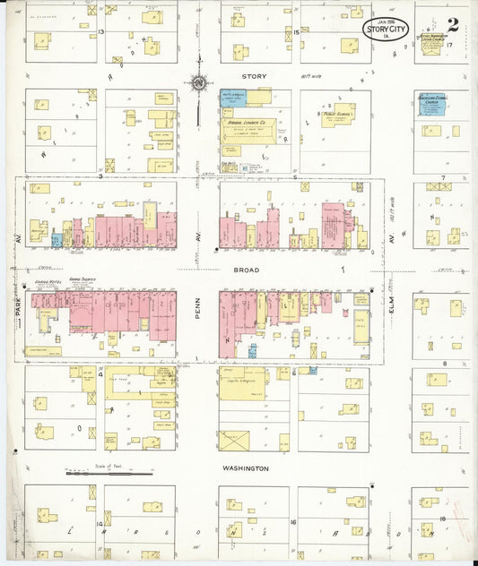 Sanborn Fire Insurance Map from Story City, Story County, Iowa (1916), Sheet #0002 - Historic Sanborn Fire Insurance Map Print, vintage old map wall art