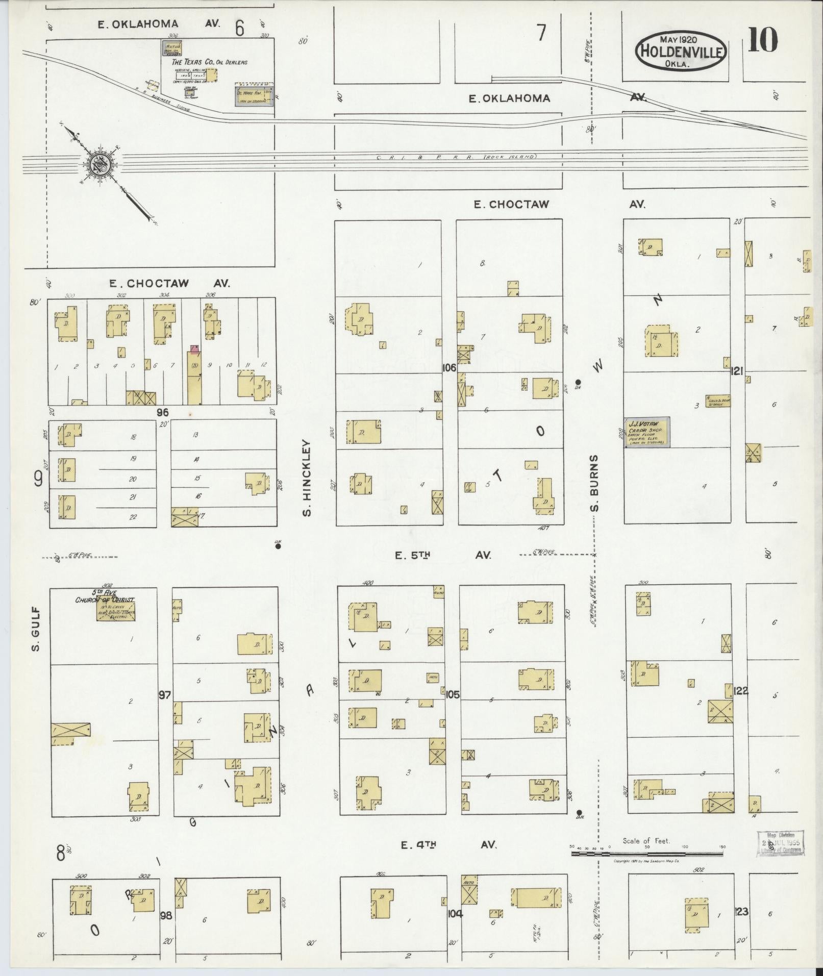 Sanborn Fire Insurance Map from Holdenville, Hughes County, Oklahoma (1920), Sheet #0010 - Historic Sanborn Fire Insurance Map Print, vintage old map wall art, antique decor, genealogy gift, Oklahoma Oklahoma map
