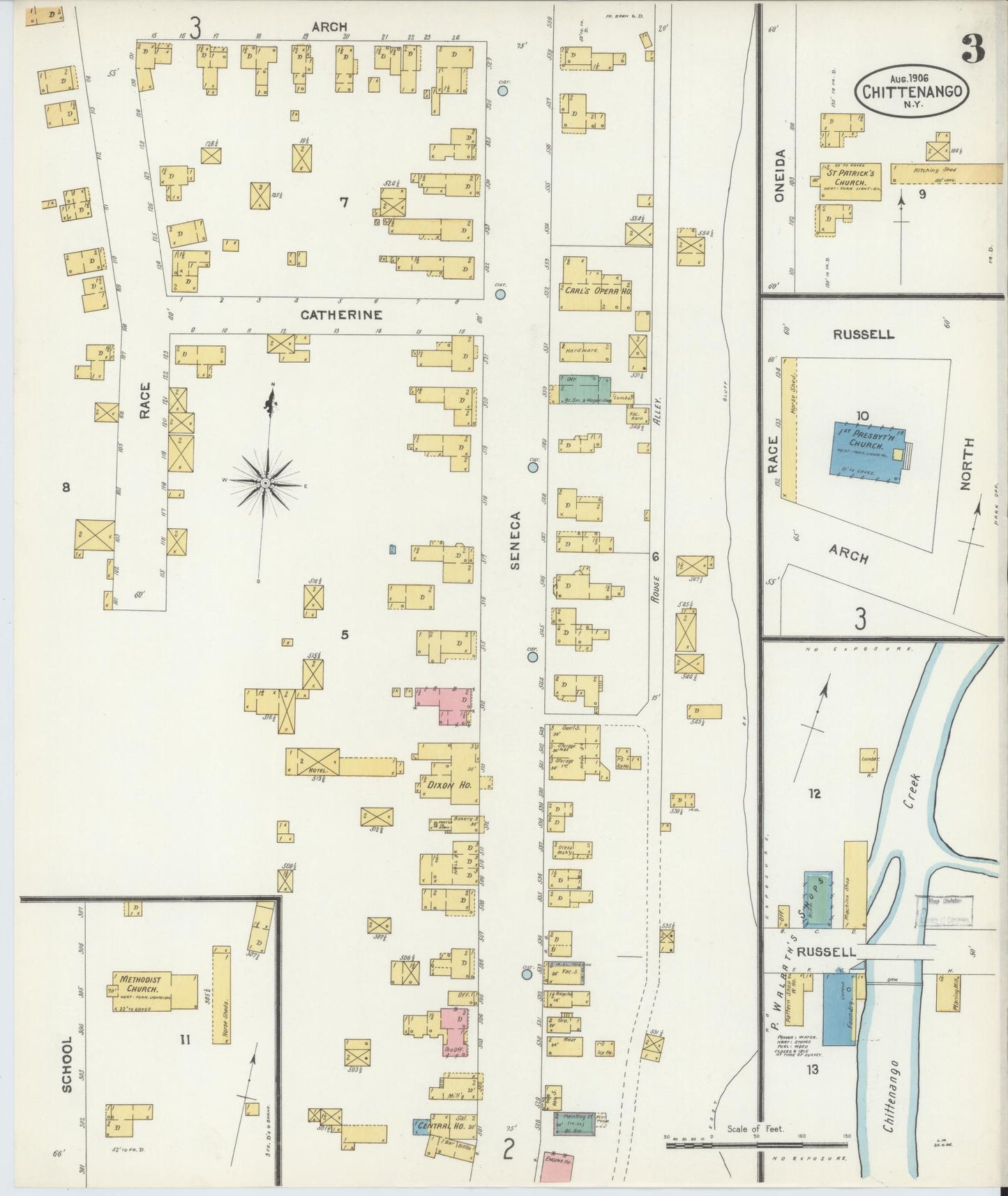 Sanborn Fire Insurance Map from Chittenango, Madison County, New York (1906), Sheet #0003 - Complete Map Set gallery image, historic Sanborn map, vintage wall art, New York New York