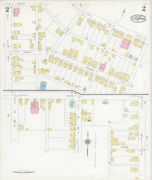 Sanborn Fire Insurance Map from Catawissa, Columbia County, Pennsylvania (1930), Sheet #0002 - Historic Sanborn Fire Insurance Map Print, vintage old map wall art, antique decor, genealogy gift, Pennsylvania Pennsylvania map