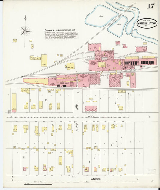 Sanborn Fire Insurance Map from Marshalltown, Marshall County, Iowa (1894), Sheet #0017 - Historic Sanborn Fire Insurance Map Print, vintage old map wall art