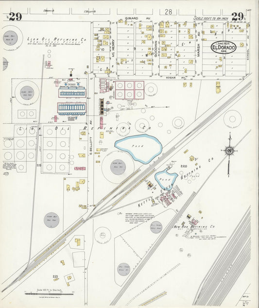 Sanborn Fire Insurance Map from El Dorado, Union County, Arkansas (1924), Sheet #0029 - Historic Sanborn Fire Insurance Map Print, vintage old map wall art, antique decor, genealogy gift, Arkansas Arkansas map