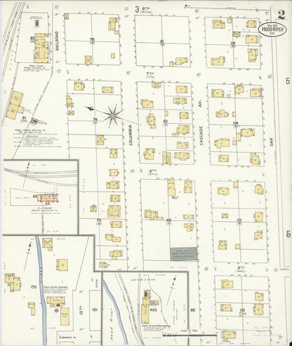 Sanborn Fire Insurance Map from Hood River, Hood River County, Oregon (1909), Sheet #0002 - Complete Map Set gallery image, historic Sanborn map, vintage wall art, Oregon Oregon