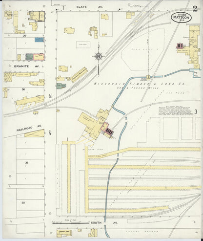 Sanborn Fire Insurance Map from Mattoon, Shawano County, Wisconsin (1909), Sheet #0002 - Complete Map Set gallery image, historic Sanborn map, vintage wall art, Wisconsin Wisconsin