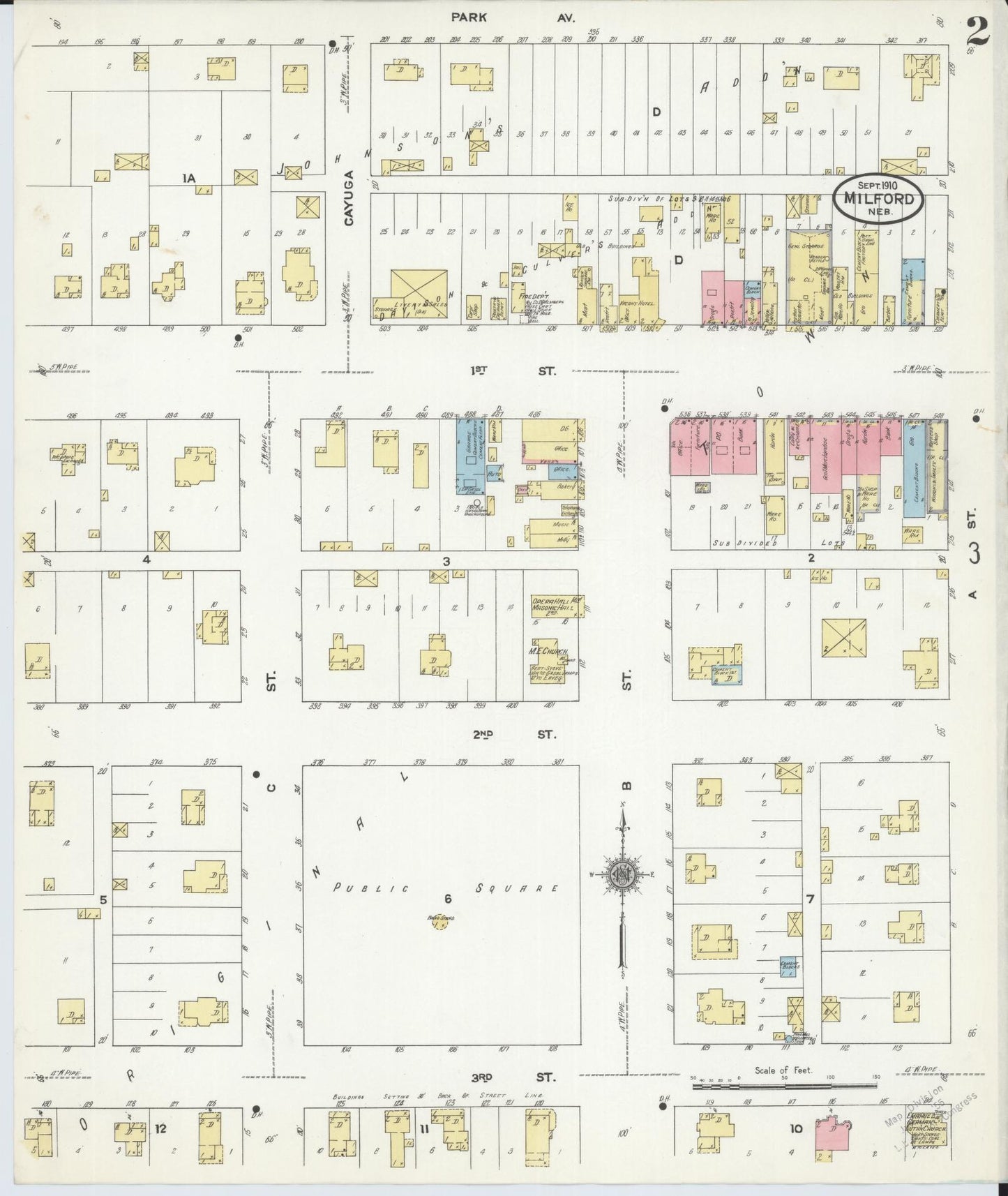 Sanborn Fire Insurance Map from Milford, Seward County, Nebraska (1910), Sheet #0002 - Complete Map Set gallery image, historic Sanborn map, vintage wall art, Nebraska Nebraska