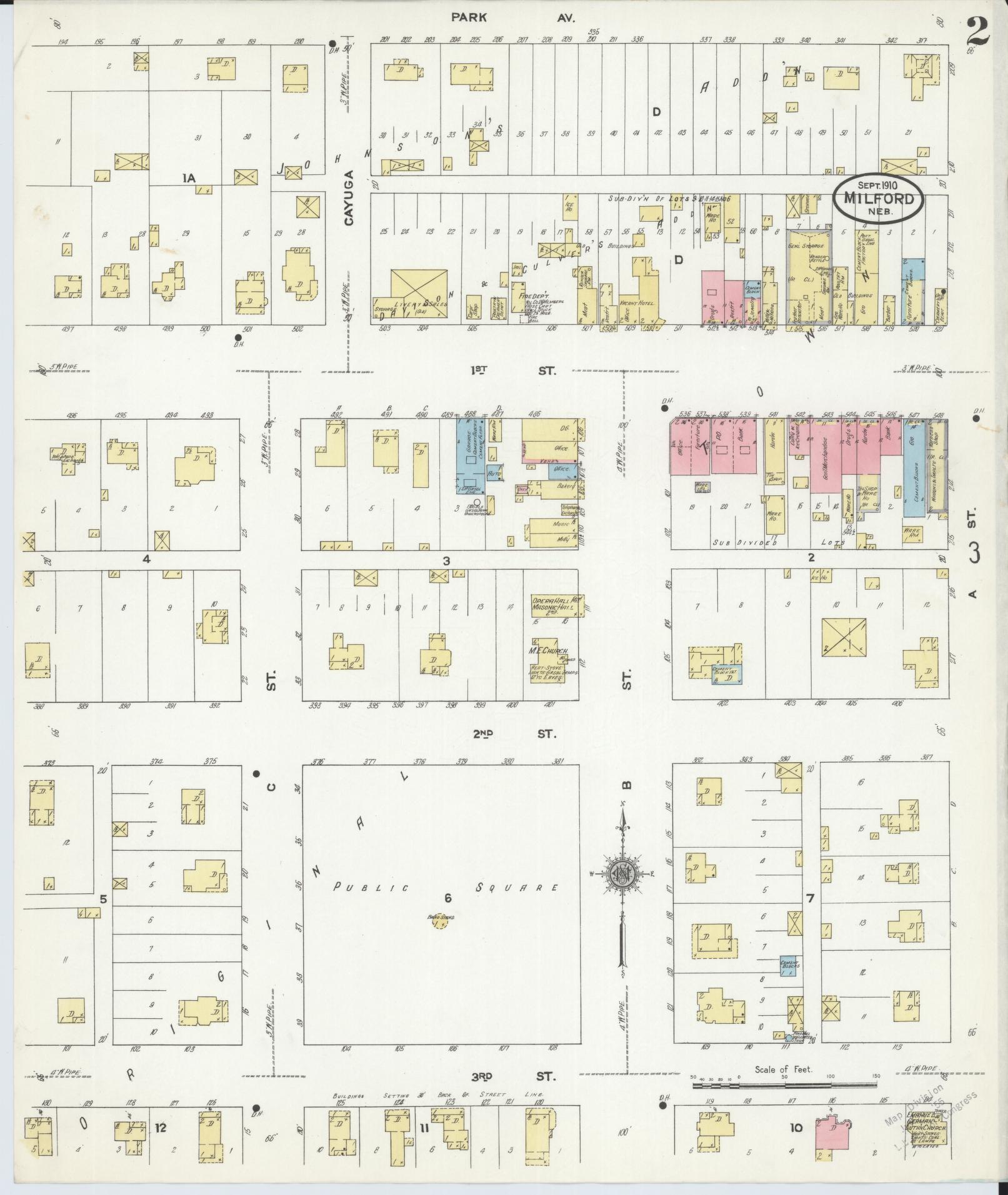 Sanborn Fire Insurance Map from Milford, Seward County, Nebraska (1910), Sheet #0002 - Complete Map Set gallery image, historic Sanborn map, vintage wall art, Nebraska Nebraska