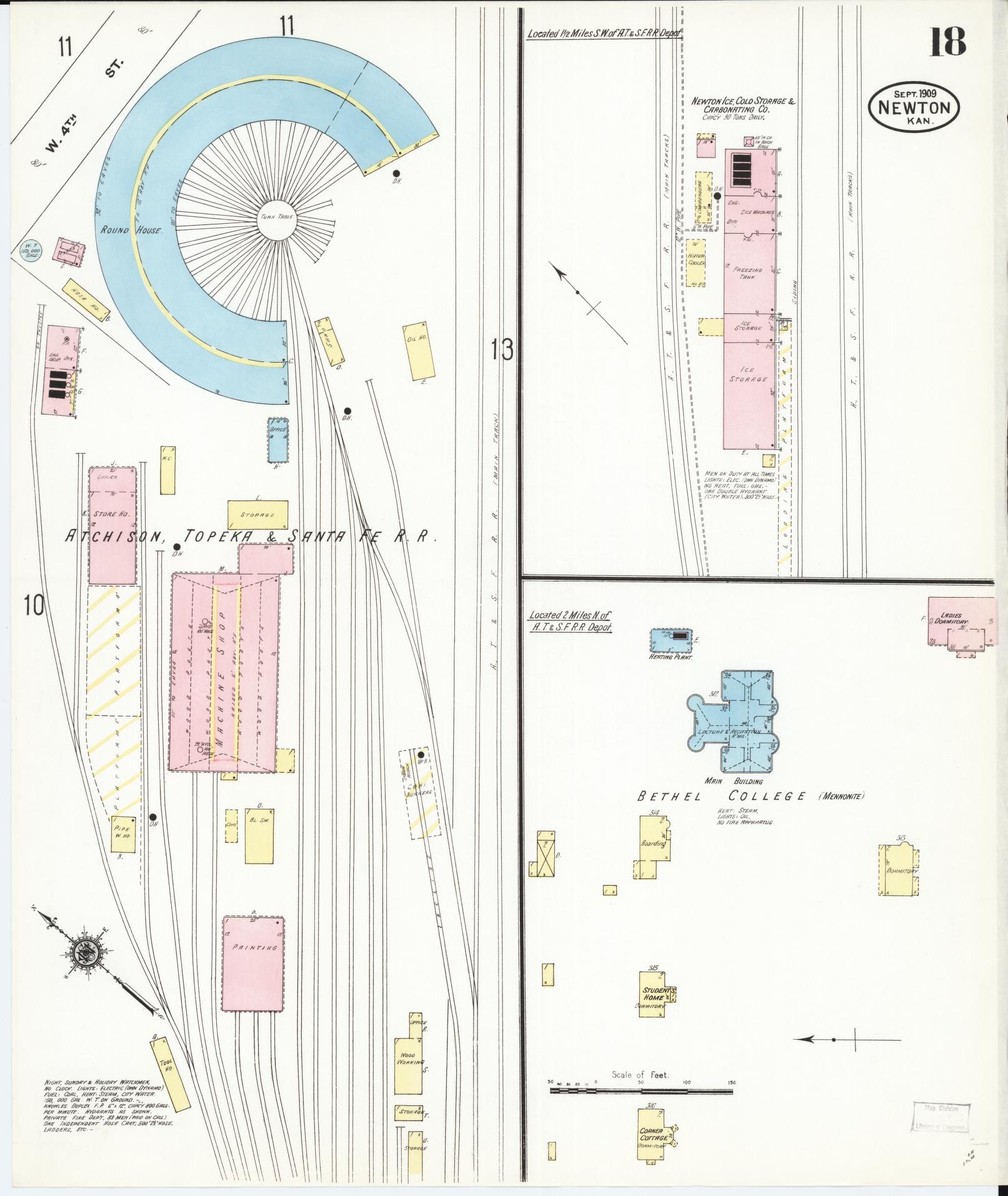 Sanborn Fire Insurance Map from Newton, Harvey County, Kansas (1909), Sheet #0018 - Historic Sanborn Fire Insurance Map Print, vintage old map wall art, antique decor, genealogy gift, Kansas Kansas map