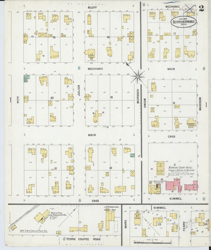 Sanborn Fire Insurance Map from Berrien Springs, Berrien, Michigan (1899), Sheet #0002 - Complete Map Set gallery image, historic Sanborn map, vintage wall art, Michigan Michigan