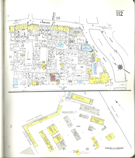 Sanborn Fire Insurance Map from Honolulu, Oahu County, Hawaii (1955), Sheet #0112 - Historic Sanborn Fire Insurance Map Print, vintage old map wall art