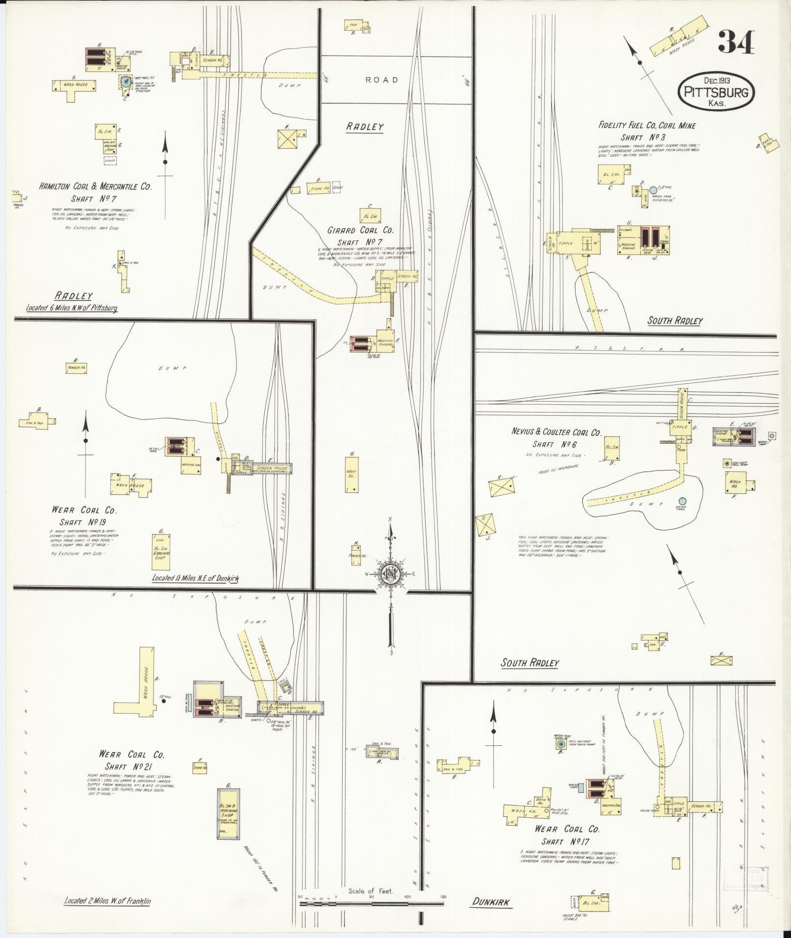 Sanborn Fire Insurance Map from Pittsburg, Crawford County, Kansas (1913), Sheet #0034 - Complete Map Set gallery image, historic Sanborn map, vintage wall art, Kansas Kansas