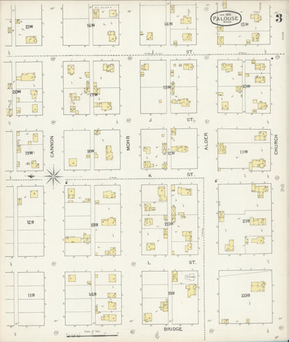 Sanborn Fire Insurance Map from Palouse City, Whitman County, Washington (1893), Sheet #0003 - Complete Map Set gallery image, historic Sanborn map, vintage wall art, Washington Washington