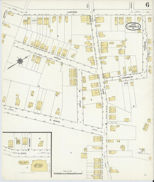 Sanborn Fire Insurance Map from Larksville, Luzerne County, Pennsylvania (1911), Sheet #0006 - Historic Sanborn Fire Insurance Map Print, vintage old map wall art, antique decor, genealogy gift, Pennsylvania Pennsylvania map
