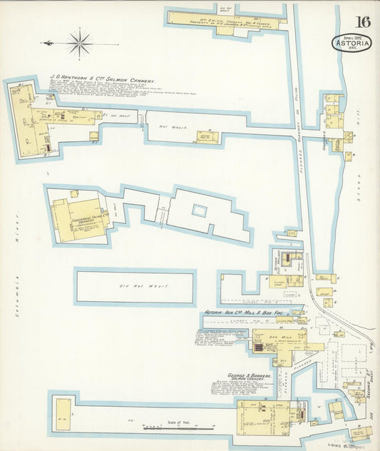 Sanborn Fire Insurance Map from Astoria, Clatsop County, Oregon (1892), Sheet #0016 - Historic Sanborn Fire Insurance Map Print, vintage old map wall art, antique decor, genealogy gift, Oregon Oregon map
