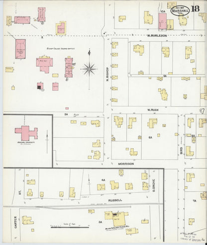 Sanborn Fire Insurance Map from Marshall, Harrison County, Texas (1904), Sheet #0018 - Complete Map Set gallery image, historic Sanborn map, vintage wall art, Texas Texas