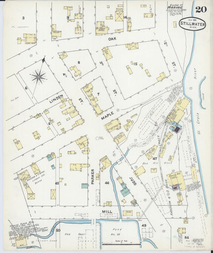 Sanborn Fire Insurance Map from Stillwater, Washington County, Minnesota (1891), Sheet #0020 - Complete Map Set gallery image, historic Sanborn map, vintage wall art, Minnesota Minnesota