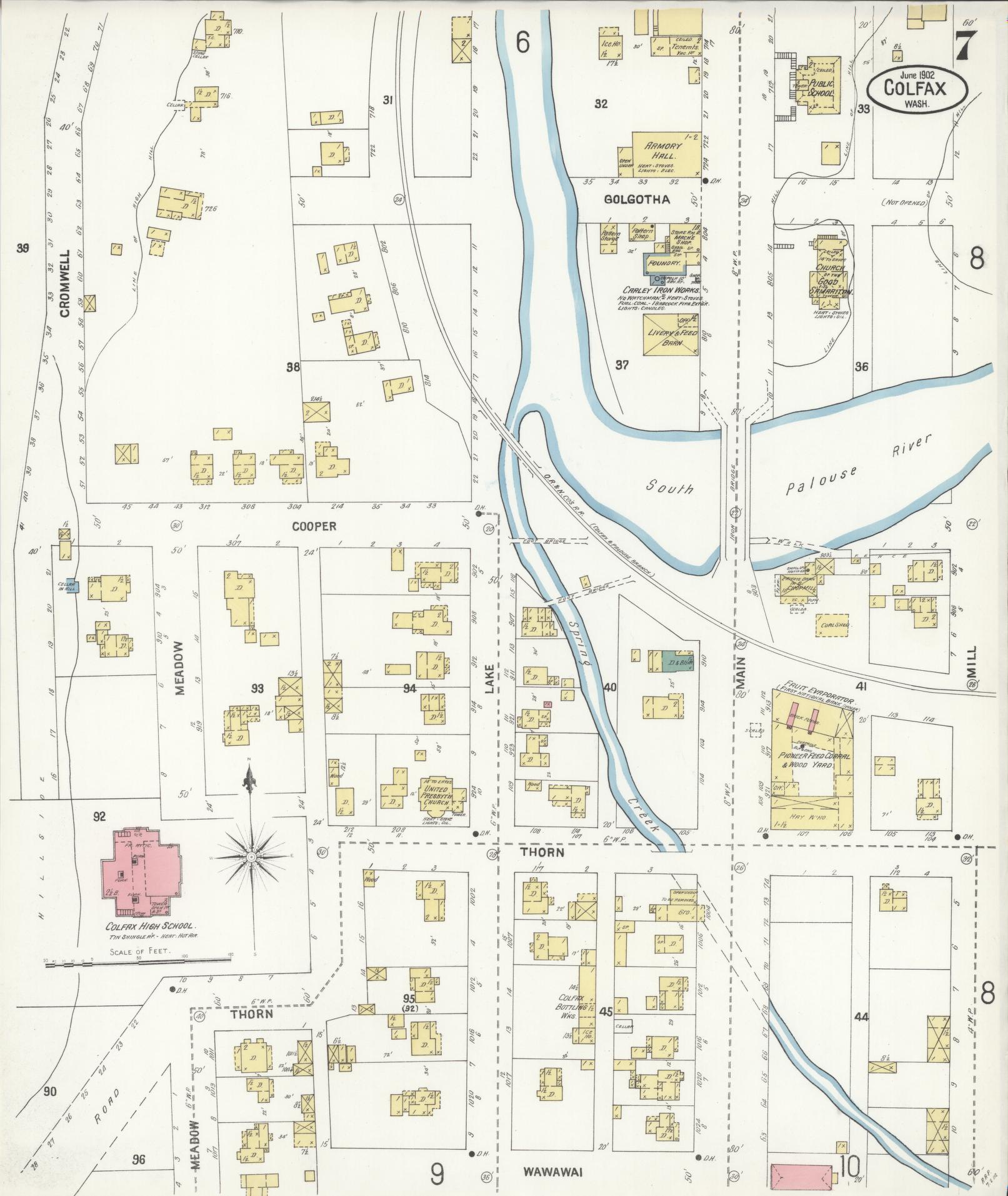 Sanborn Fire Insurance Map from Colfax, Whitman County, Washington (1902), Sheet #0007 - Complete Map Set gallery image, historic Sanborn map, vintage wall art, Washington Washington