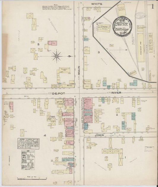 Sanborn Fire Insurance Map from Chateaugay, Franklin County, New York (1884), Sheet #0001 - Complete Map Set gallery image, historic Sanborn map, vintage wall art, New York New York