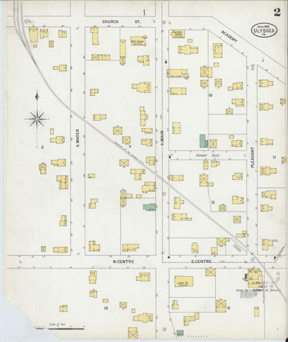 Sanborn Fire Insurance Map from Ulysses, Potter County, Pennsylvania (1900), Sheet #0002 - Historic Sanborn Fire Insurance Map Print, vintage old map wall art, antique decor, genealogy gift, Pennsylvania Pennsylvania map