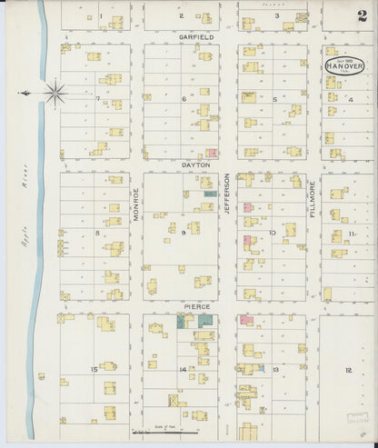 Sanborn Fire Insurance Map from Hanover, Jo Daviess County, Illinois (1893), Sheet #0002 - Complete Map Set gallery image, historic Sanborn map, vintage wall art, Illinois Illinois