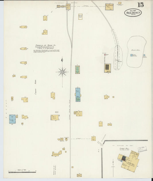 Sanborn Fire Insurance Map from Red Jacket, Houghton County, Michigan (1897), Sheet #0015 - Historic Sanborn Fire Insurance Map Print, vintage old map wall art, antique decor, genealogy gift, Michigan Michigan map