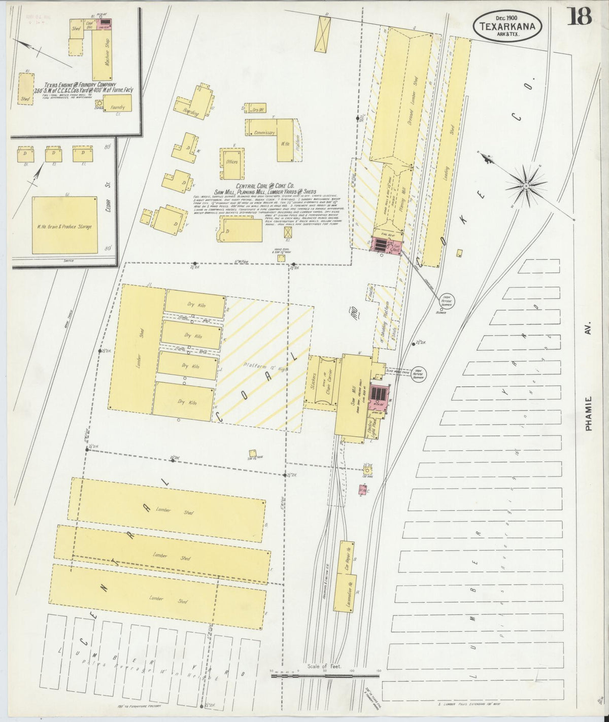 Sanborn Fire Insurance Map from Texarkana, Bowie County, Texas (1900), Sheet #0018 - Complete Map Set gallery image, historic Sanborn map, vintage wall art, Texas Texas
