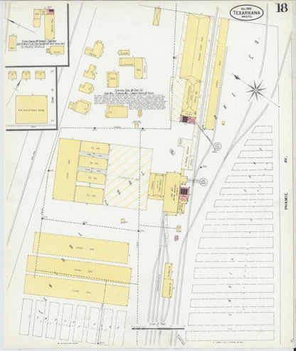 Sanborn Fire Insurance Map from Texarkana, Bowie County, Texas (1900), Sheet #0018 - Complete Map Set gallery image, historic Sanborn map, vintage wall art, Texas Texas