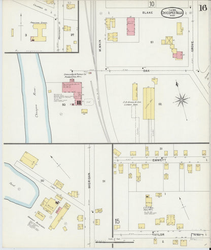 Sanborn Fire Insurance Map from Chicopee, Hampden County, Massachusetts (1896), Sheet #0016 - Complete Map Set gallery image, historic Sanborn map, vintage wall art, Massachusetts Massachusetts