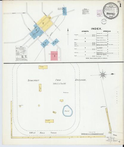 Sanborn Fire Insurance Map from Somerset, Perry County, Ohio (1901), Sheet #0001 - Complete Map Set gallery image, historic Sanborn map, vintage wall art, Ohio Ohio