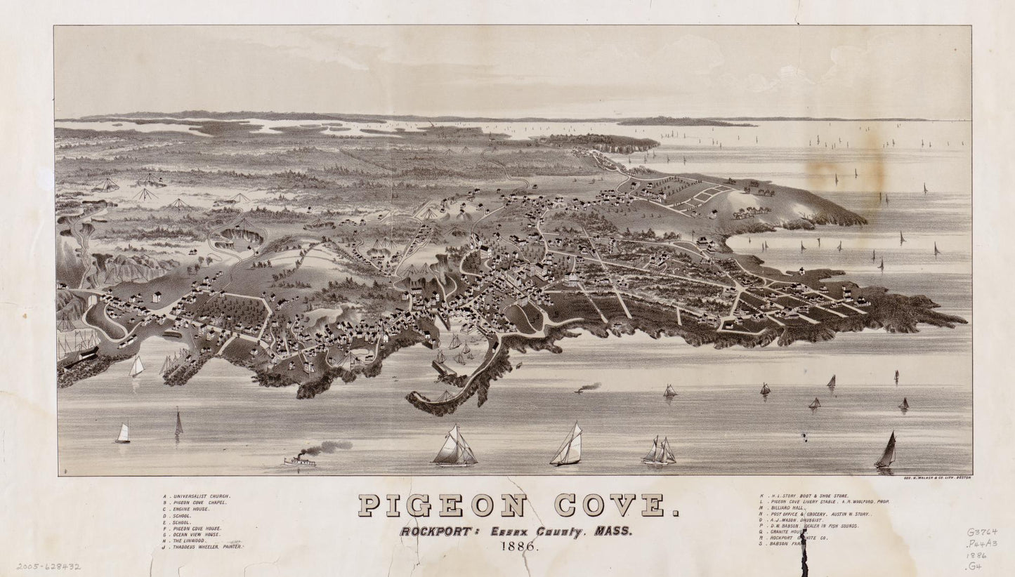 Pigeon Cove, Rockport, Essex County, Mass., 1886 (1886) – Historic Bird’s-Eye View Panorama Print