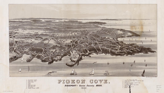 Pigeon Cove, Rockport, Essex County, Mass., 1886 (1886) – Historic Bird’s-Eye View Panorama Print