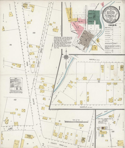 Sanborn Fire Insurance Map from Ferndale, Whatcom County, Washington (1912), Sheet #0001 - Historic Sanborn Fire Insurance Map Print, vintage old map wall art, antique decor, genealogy gift, Washington Washington map