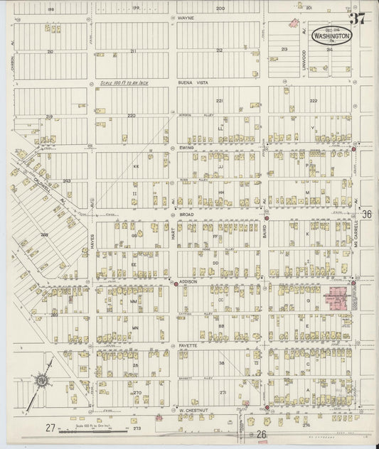 Sanborn Fire Insurance Map from Washington, Washington County, Pennsylvania (1914), Sheet #0037 - Historic Sanborn Fire Insurance Map Print, vintage old map wall art, antique decor, genealogy gift, Pennsylvania Pennsylvania map