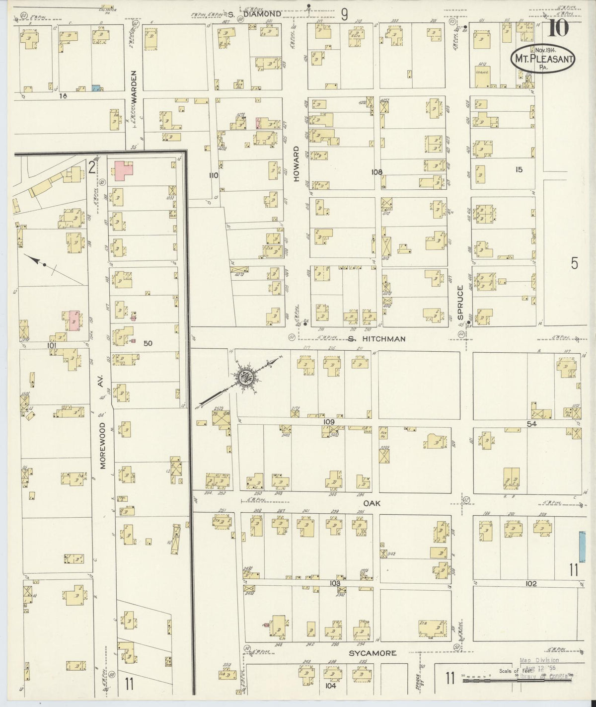 Sanborn Fire Insurance Map from Mount Pleasant, Westmoreland County, Pennsylvania (1914), Sheet #0010 - Complete Map Set gallery image, historic Sanborn map, vintage wall art, Pennsylvania Pennsylvania
