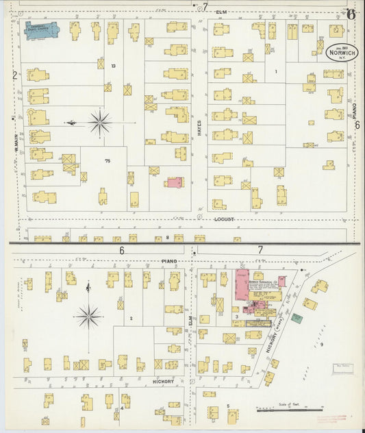Sanborn Fire Insurance Map from Norwich, Chenango County, New York (1903), Sheet #0006 - Historic Sanborn Fire Insurance Map Print, vintage old map wall art, antique decor, genealogy gift, New York New York map