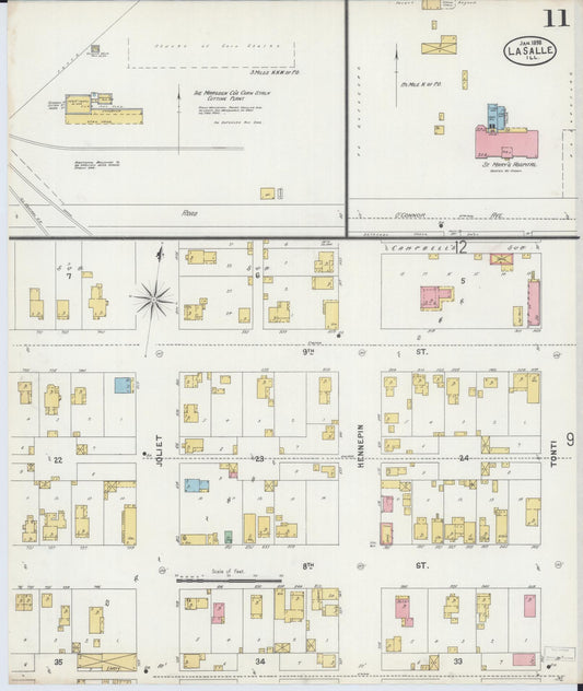 Sanborn Fire Insurance Map from La Salle, La Salle County, Illinois (1898), Sheet #0011 - Historic Sanborn Fire Insurance Map Print, vintage old map wall art, antique decor, genealogy gift, Illinois Illinois map