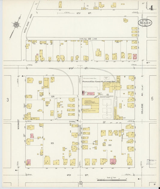 Sanborn Fire Insurance Map from Beaver, Beaver County, Pennsylvania (1912), Sheet #0004 - Historic Sanborn Fire Insurance Map Print, vintage old map wall art, antique decor, genealogy gift, Pennsylvania Pennsylvania map