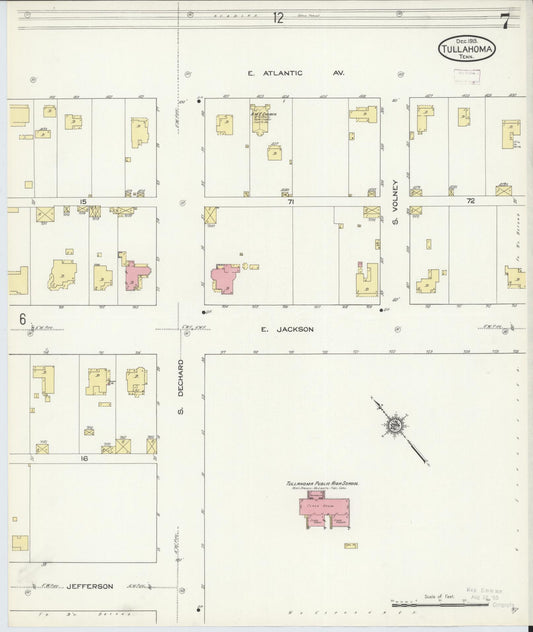 Sanborn Fire Insurance Map from Tullahoma, Coffee County, Tennessee (1913), Sheet #0007 - Historic Sanborn Fire Insurance Map Print, vintage old map wall art, antique decor, genealogy gift, Tennessee Tennessee map