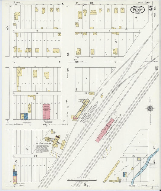 Sanborn Fire Insurance Map from Perry, Noble County, Oklahoma (1920), Sheet #0005 - Historic Sanborn Fire Insurance Map Print, vintage old map wall art, antique decor, genealogy gift, Oklahoma Oklahoma map