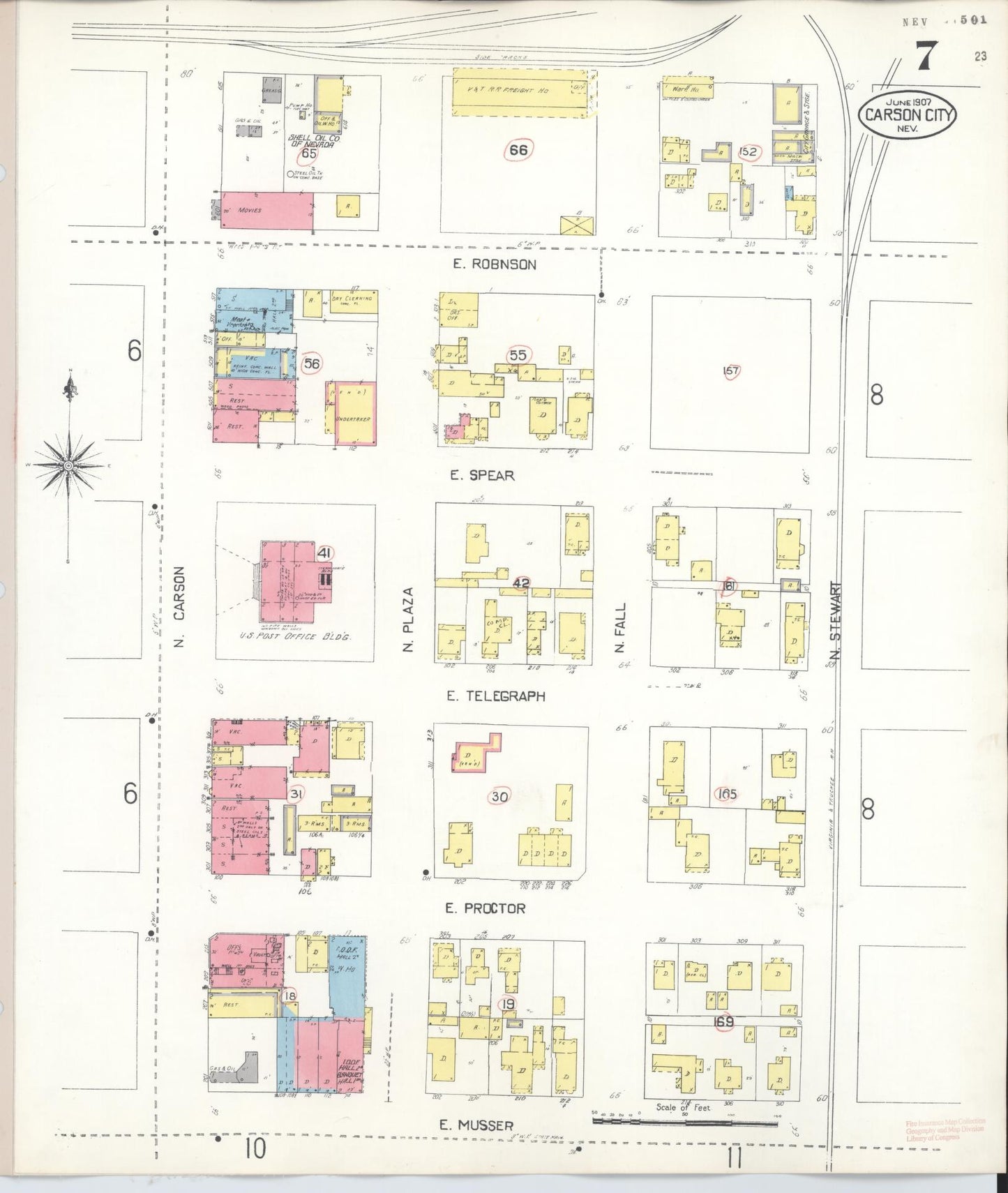 Sanborn Fire Insurance Map from Carson City, Carson City County, Nevada (1941), Sheet #0007 - Complete Map Set gallery image, historic Sanborn map, vintage wall art, Nevada Nevada