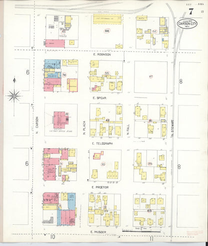Sanborn Fire Insurance Map from Carson City, Carson City County, Nevada (1941), Sheet #0007 - Complete Map Set gallery image, historic Sanborn map, vintage wall art, Nevada Nevada