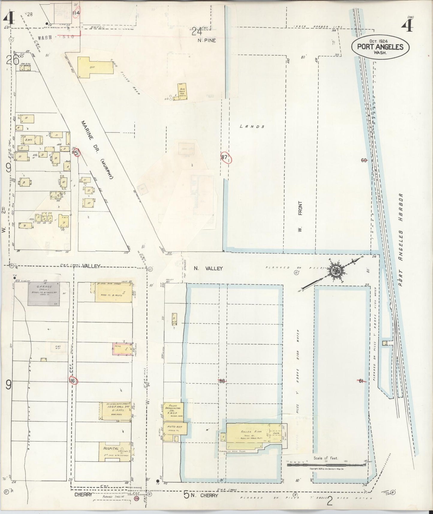 Sanborn Fire Insurance Map from Port Angeles, Clallam County, Washington (1949), Sheet #0004 - Complete Map Set gallery image, historic Sanborn map, vintage wall art, Washington Washington